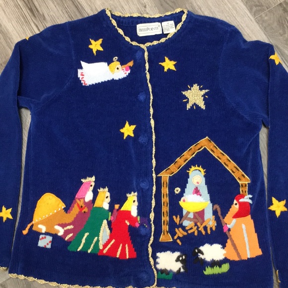 Christmas Sweater Nativity Rare Vintage 
